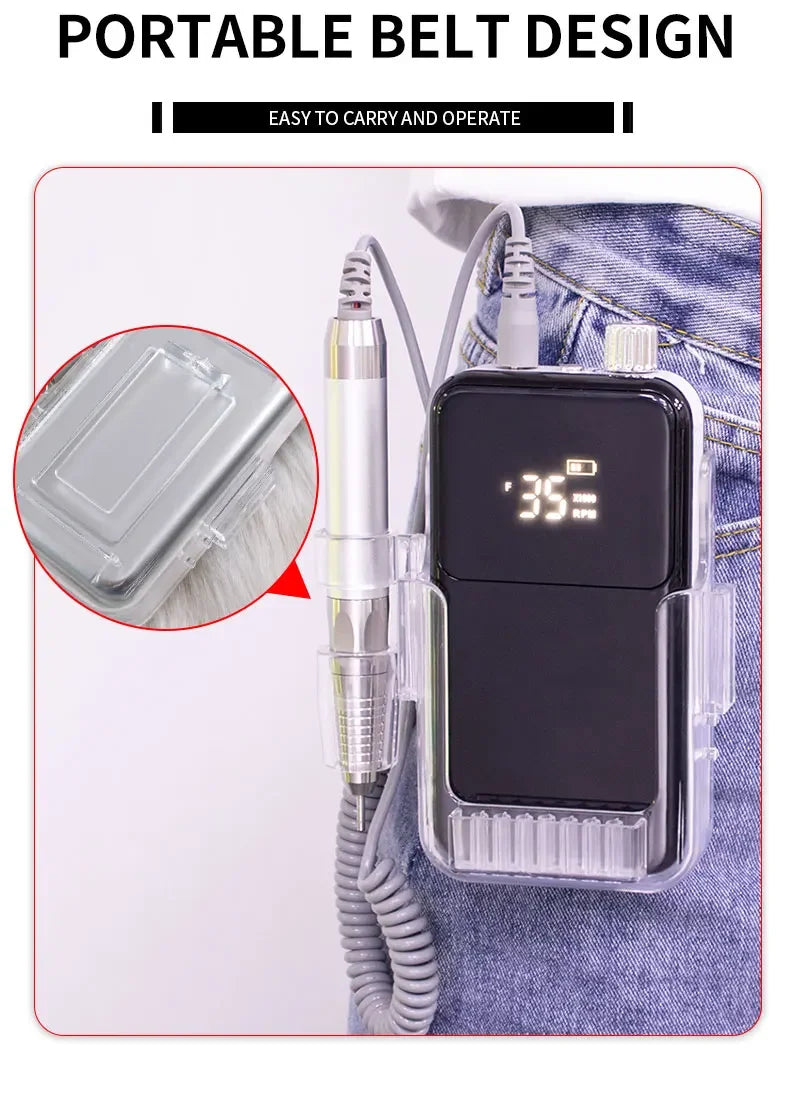 New 85W Electric Nail File – Cordless Professional Brushless Nail Drill Machine with 35000 RPM