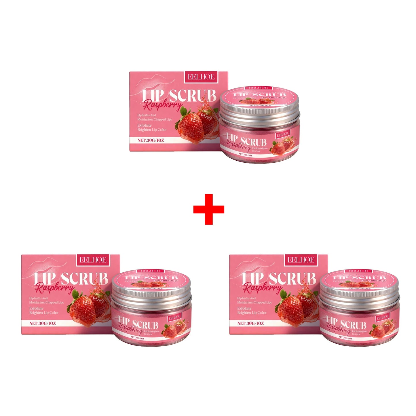 Strawberry Lip Scrub - Exfoliating Moisturizing Lip Care for Dry, Dull & Flaky Lips