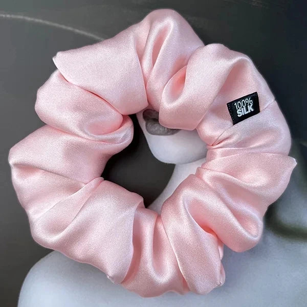 100% Mulberry Silk Hair Scrunchies – 19 Momme Elastic Hair Ties for Women & Girls, Large Soft Ponytail Holders Luxury Hair Accessories