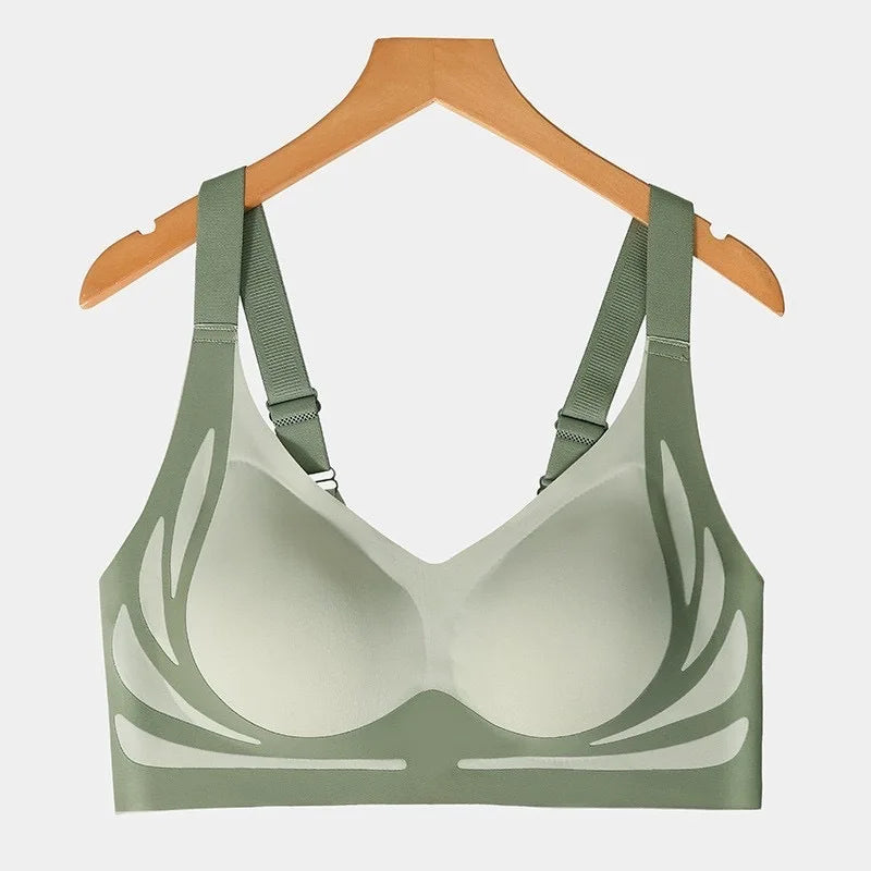 Seamless Push-Up Bra for Women – Wireless Gathered Support Full Coverage Comfort Bra with Adjustable Straps Anti-Sagging Soft Underwear