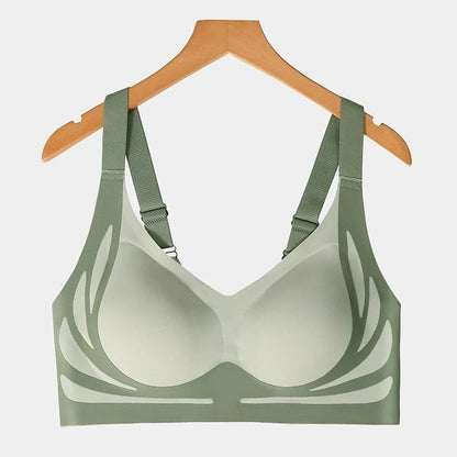 Seamless Push-Up Bra for Women – Wireless Gathered Support Full Coverage Comfort Bra with Adjustable Straps Anti-Sagging Soft Underwear