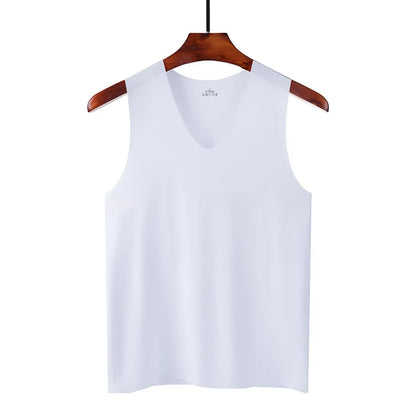 Men’s Silk Tank Top – Seamless Sleeveless Sport Vest, Plain Casual Summer Undershirt for Gym & Everyday Wear
