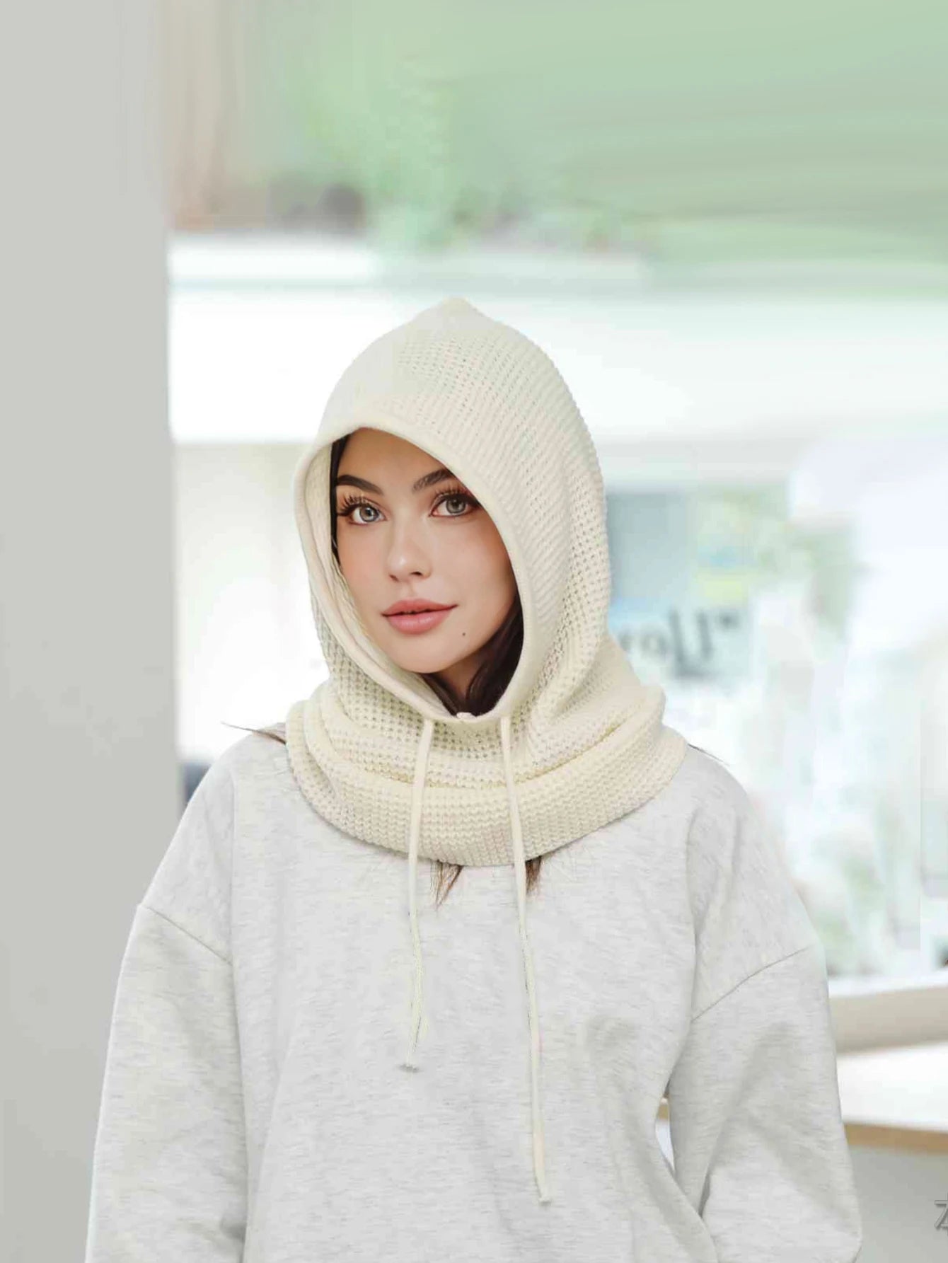 Women’s Winter Beanie Hat with Knit Balaclava – Neck Warmer & Ski Snow Scarf