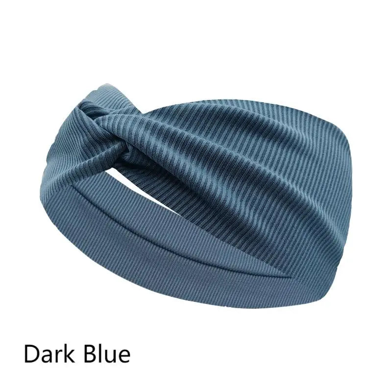 Silky Threaded Fabric Twist Headband – Elastic Yoga, Workout & Running Hair Bands for Women & Girls