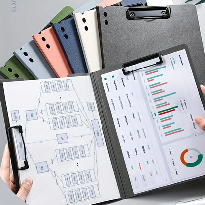 A4 Document Folder with Clipboard Cover – Business & School Paper Organizer File Holder Stationery Office Supplies