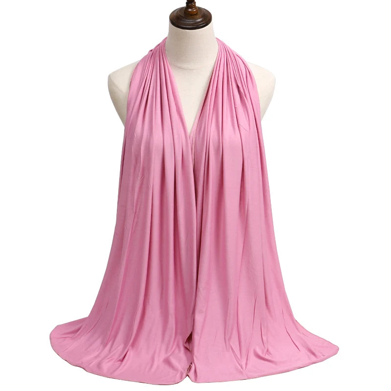 Women's Modal Cotton Jersey Hijab - Soft Solid Color Muslim Headscarf for Ramadan & Everyday Wear