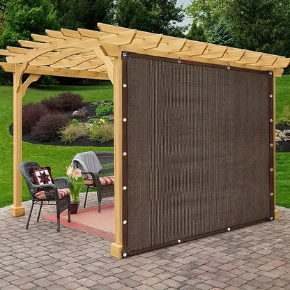 Brown UV Protection Sun Shade Canopy - Durable Outdoor Shade Net for Travel, Picnics, Pools & Garden Use