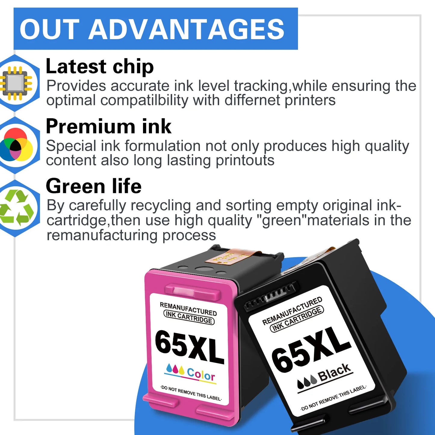 ALIZEO 65XL High Yield Ink Cartridge for HP 65 HP Envy 2655 3733 3735 3752 3755 3758 5010 5012 5014 5020 5030 Printers Compatible Ink Replacement Cartridge