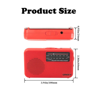 Mini FM/AM Two-Band Radio — 1W Loud Speaker with 3.5mm Headphone Jack & 180° High-Performance Antenna for Home Use