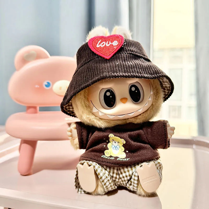 17cm Mini Plush Doll Clothes Set – Kpop EXO Labubu I & II Idol Dolls Sit Party Overalls, Clothing Gift