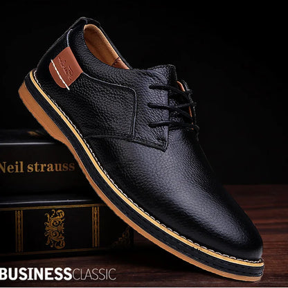 Men’s Genuine Leather Oxford Shoes - Classic Lace-Up Business Casual Dress Shoes Large Size 38-48