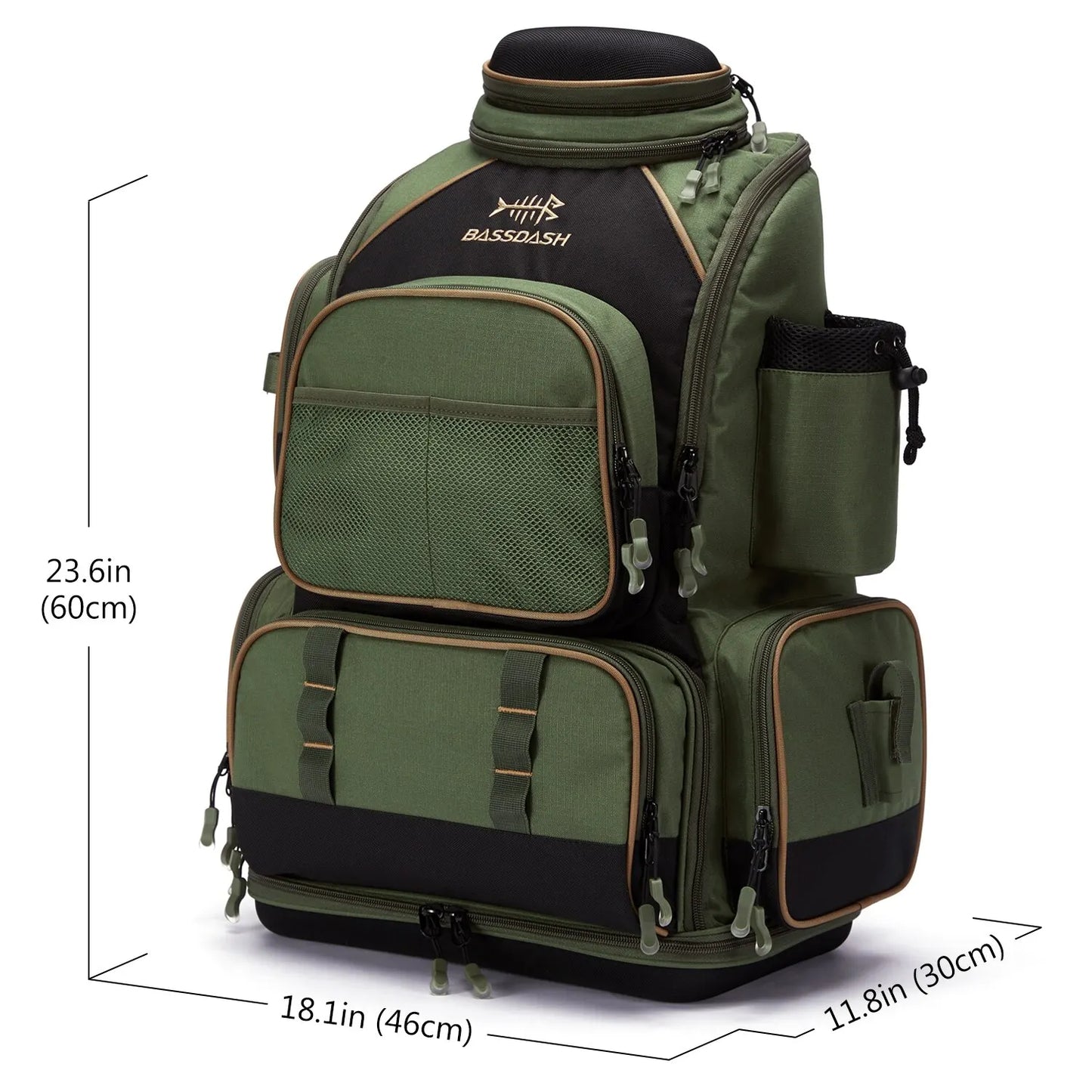 Bassdash Multifunctional Fishing Tackle Backpack - Lightweight Tactical Soft Tackle Box with Protective Rain Cover
