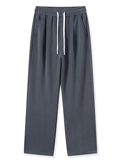 Winter Men’s Korean Fashion Fleece Sweatpants – Thick Warm Wide Leg Loose Thermal Track Pants