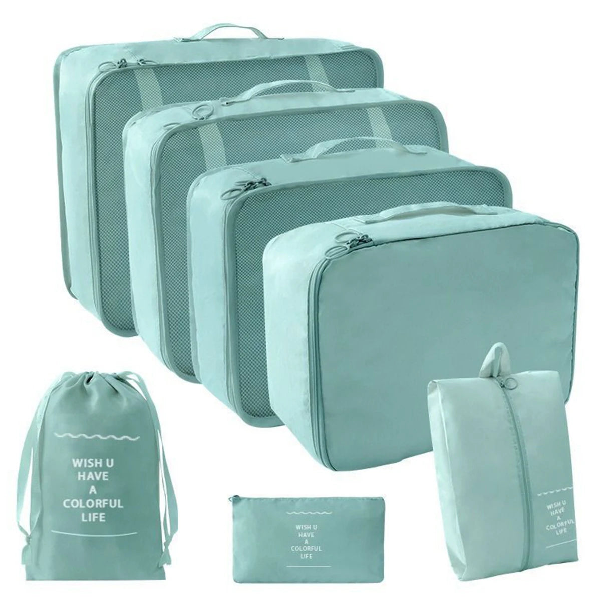 7-Pcs Travel Organizer Packing Cubes Set – Portable Luggage Storage Bags for Clothes, Shoes & Accessories