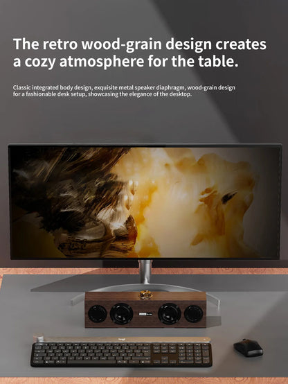 Lenovo C02 Multimedia Bluetooth Speaker – Wired & Wireless Retro Dual-Mode Subwoofer for TV, Computer & Mobile Devices