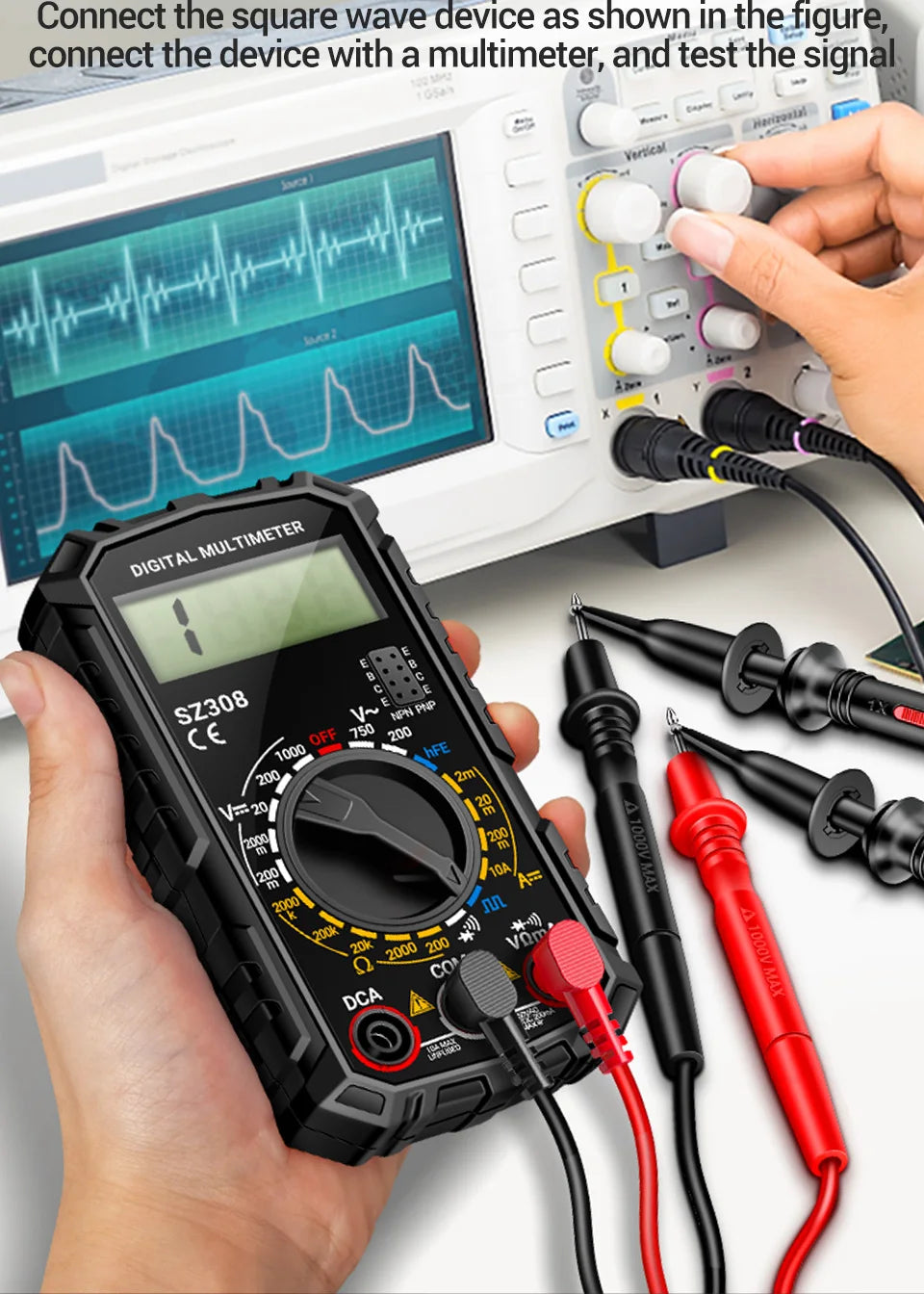 ANENG SZ308 Digital Multimeter – 1999 Count, High-Precision AC/DC Voltage, Current & Resistance Test Tool