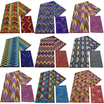 Kente Golden Wax Cotton Fabric - African Dutch Nigerian Ankara Batik Party Dress Fabric 2+4 Yards