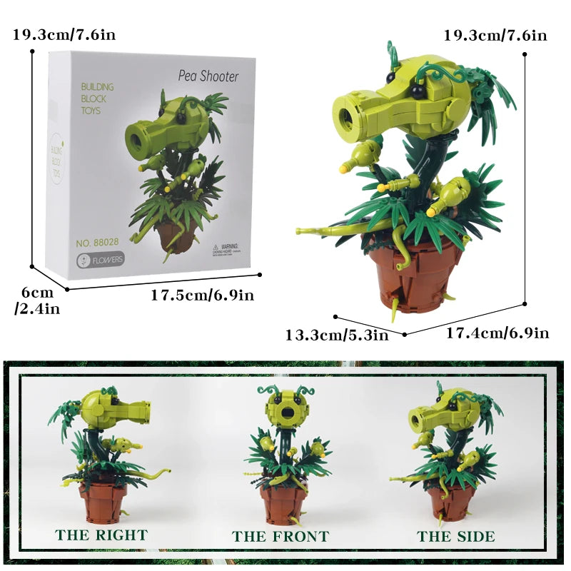 Creative Plants Wars Pea Shooter Building Blocks – Bonsai Plant Model Toy for Kids & Adults