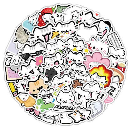 50/100-Piece Cute Basil Kitten Sticker Set - Small Cartoon Cat Decals for Phone Cases, Stationery and Suitcases