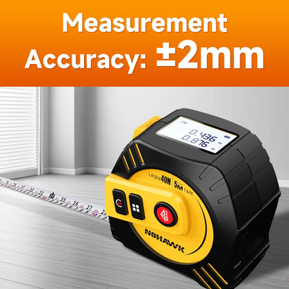 Nohawk 40M/80M Laser Tape Measure – USB Rechargeable Digital Distance Meter with Steel Tape for Precision Measuring Tool