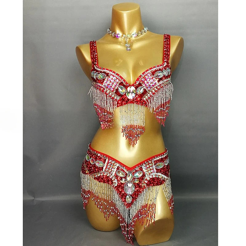 Sexy Girl Belly Dance Costume Set – Bra & Belt Set in 10 Colors for Ladies Bellydancing