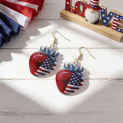 Independence Day Patriotic Earrings - Acrylic American Flag Style Jewelry for Holiday Events