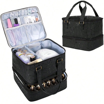 Women's Portable Double-Layer Nail Polish & Essential Oil Storage Bag – Multi-Function Organizer for Travel