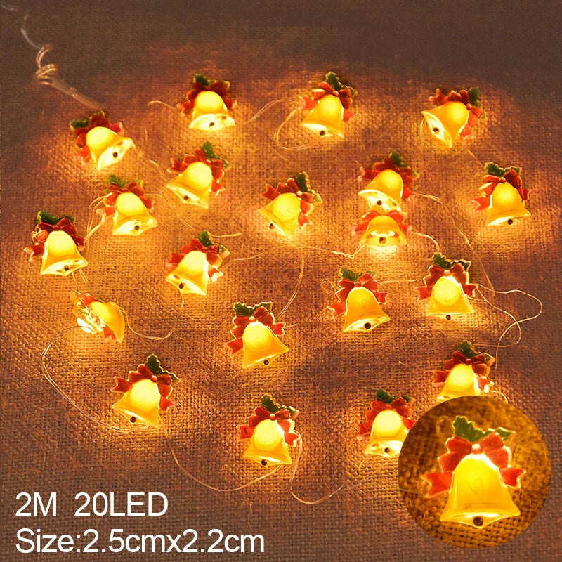 2M 20LED Santa Claus & Snowflake Light String – Christmas Decoration for Home, Xmas Tree, Kids Gift, and New Year 2025