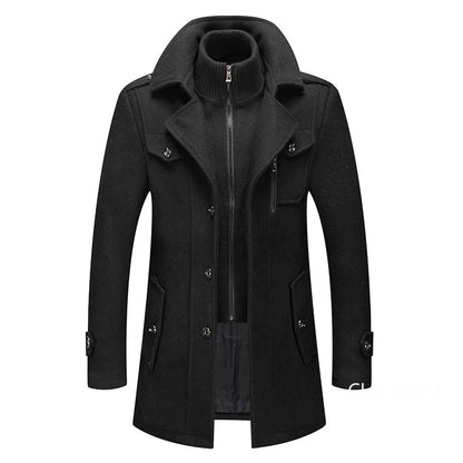 Men's Cashmere Wool Blend Trench Coat - Premium Winter Business Casual Overcoat