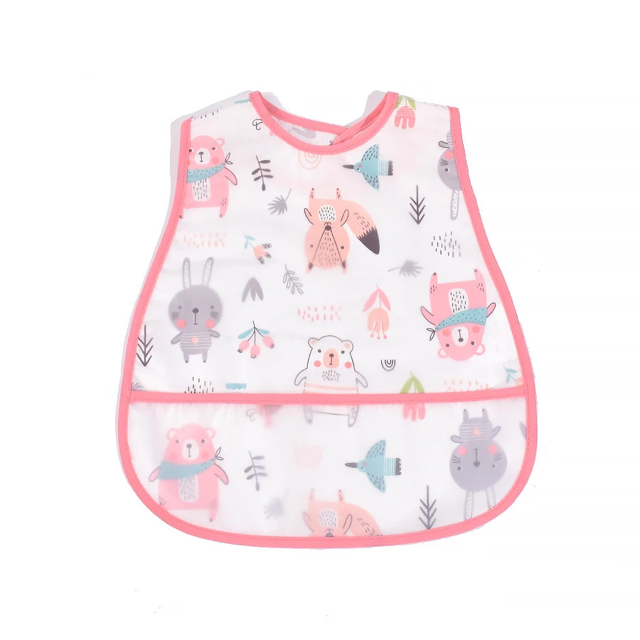 Adjustable Baby Bibs - Waterproof EVA Cotton Cartoon Feeding Bibs with Burp Cloth for Boys & Girls
