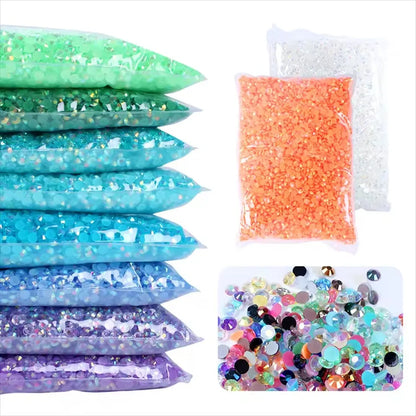 Jelly AB Resin Rhinestones 2-6mm — Non-Hotfix Flat Back Plastic Crystals & Strass Glitters, Large Pack