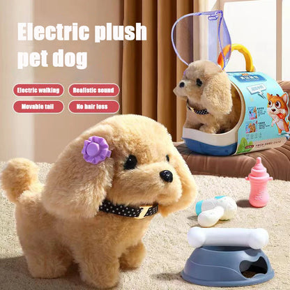 Electronic Walking Pet Dog Toy - Interactive Plush Puppy, Vibrating Automatic Moving Toy for Kids & Babies