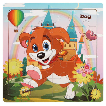 20PCS Wooden 3D Cartoon Animal & Vehicle Puzzle – Montessori Educational Jigsaw Toys for Kids Ages 1–3