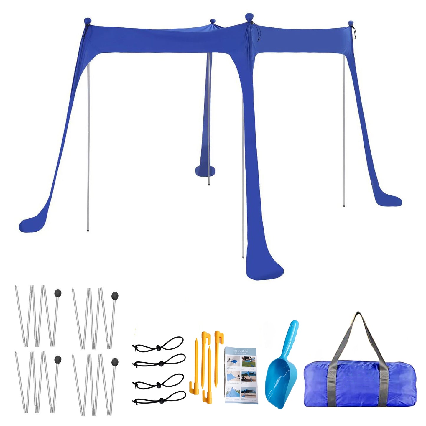 Family Beach Canopy – Large UPF50+ Sunshade Tent with Stability Poles for Beach, Camping, Parties & Picnics