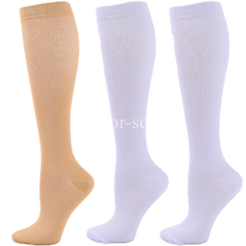 3 Pairs Knee High Compression Socks – Anti-Fatigue Support Stockings for Varicose Veins, Pain Relief & Sports Recovery (Men & Women)
