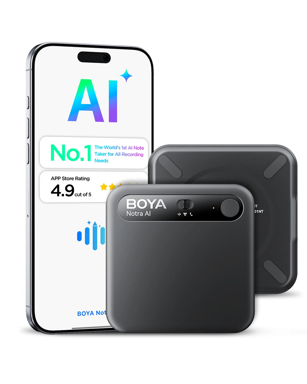 BOYA Notra AI Voice Recorder – Smart Portable Dictaphone with AI Noise Reduction, Voice Activated Recording for Meetings, Lectures & Business Use