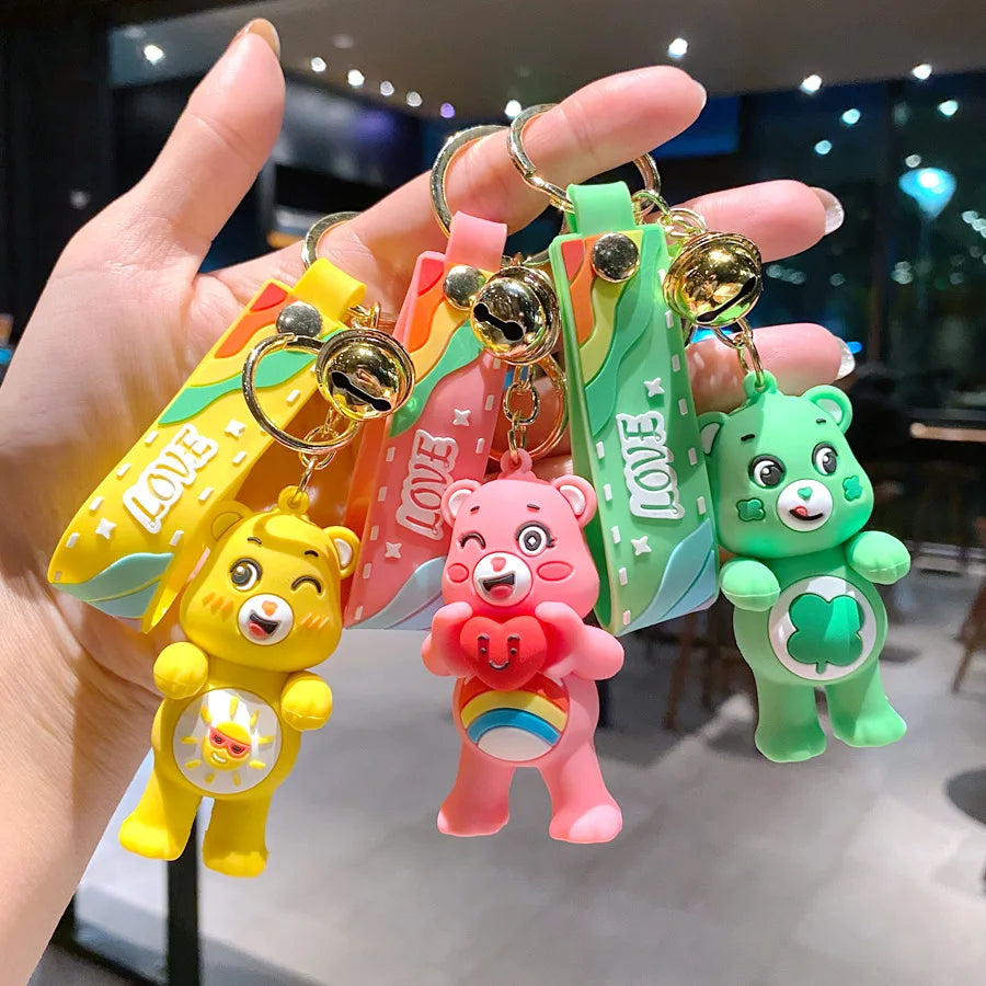 Care Bears Movie II Love Bear Keychain – Cartoon Doll Pendant for Couples & Halloween Gifts