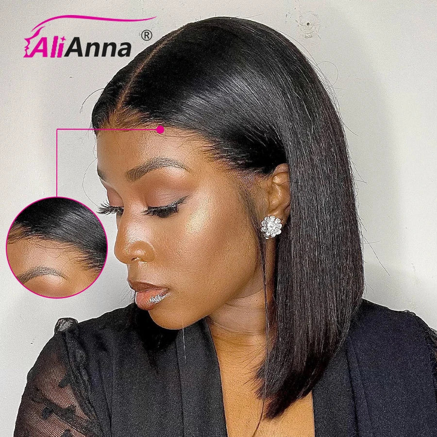 Glueless Short Bob Human Hair Wig – Ready to Wear Pre-Cut Transparent Lace Wig for Women