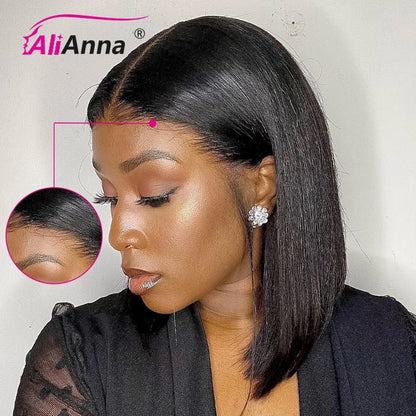 Glueless Short Bob Human Hair Wig – Ready to Wear Pre-Cut Transparent Lace Wig for Women