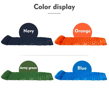 Outdoor Sleeping Pad - Camping Inflatable Mattress with Pillows - Ultralight Travel Mat for Hiking and Trekking