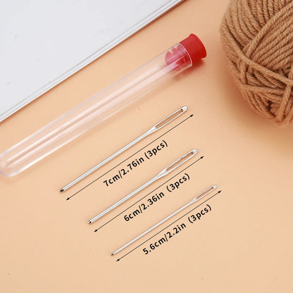 9PCS Large Eye Blunt Sewing Needles Set – Cross Stitch, Embroidery & Leather Craft Needles for Handmade Sewing Accessories