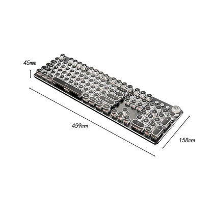 Steampunk Mechanical Gaming Keyboard - 104-Key Wired USB Keyboard with Black Switches & Round Retro Keycaps for PC & Office