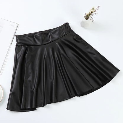 Women’s High Waist Mini Skirt — Elastic Faux Leather Short Skirt