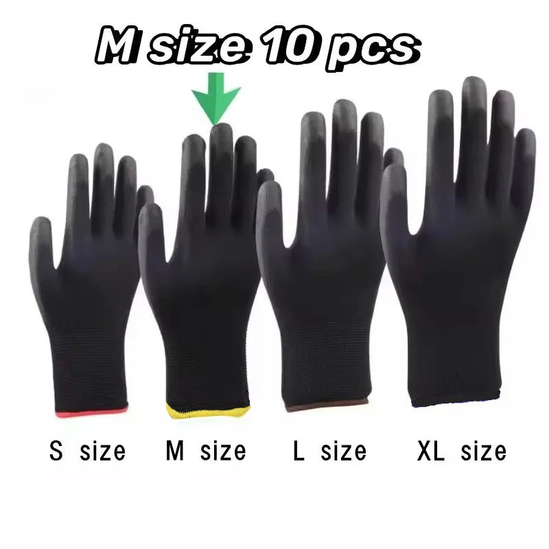 10 Pairs Safety Work Gloves - Anti-Slip, Wear-Resistant ESD Protection for Gardening & Woodworking