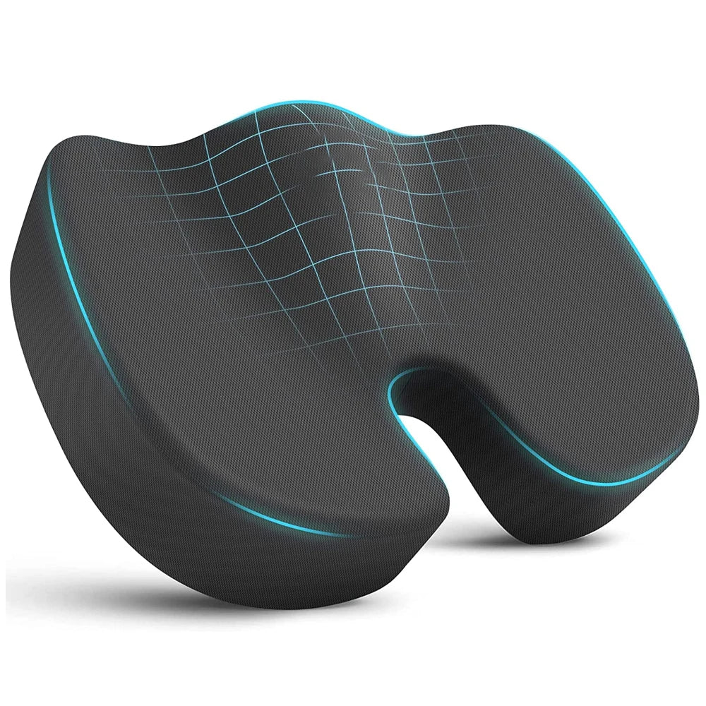U-Shaped Memory Foam Coccyx Seat Cushion – Tailbone Pain Relief Pillow for Chair, Car & Office Use