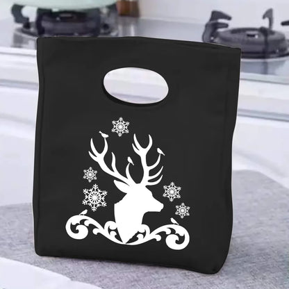 2024 Insulated Lunch Bag with Handle – Portable Thermal Cooler Lunch Box for Picnic, Travel & Food Storage, White Printed Design
