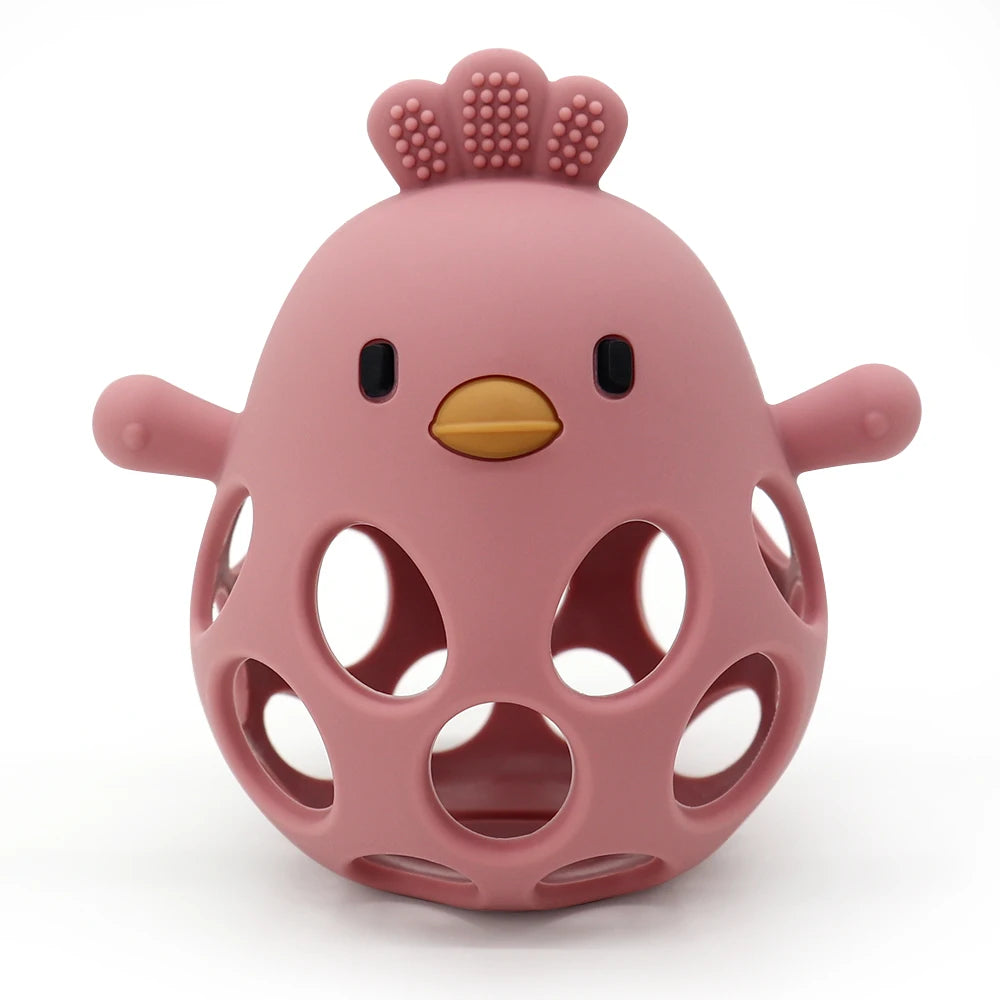 Baby Chick Silicone Teether - Cartoon Hollow Chewing Toy for Infant Teething Training & Care