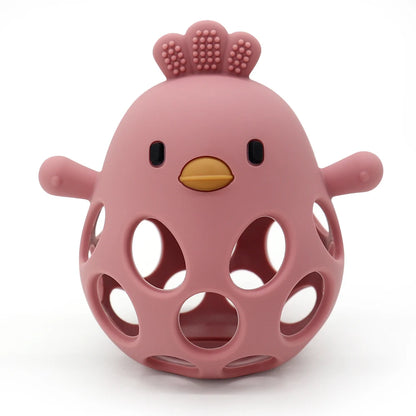 Baby Chick Silicone Teether - Cartoon Hollow Chewing Toy for Infant Teething Training & Care