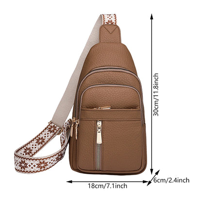 Fashionable Women’s Chest Bag – High-Quality PU Leather Waterproof Crossbody Messenger Bag for Travel & Cycling
