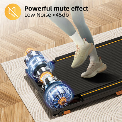 Under Desk Incline Walking Pad Treadmill – 2.5HP Compact Portable Treadmill for Home, 330lbs Capacity